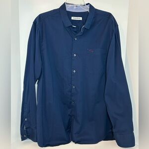 Tommy Bahama mens cotton silk navy long sleeve regular fit shirt size XL